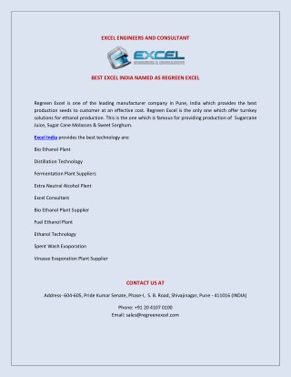 BEST EXCEL INDIA NAMED AS REGREEN EXCEL