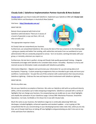 Cloudy Code | Salesforce Implementation Partner Australia & New Zealand