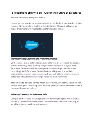 6 Predictions Likely to Be True for the Future of Salesforce