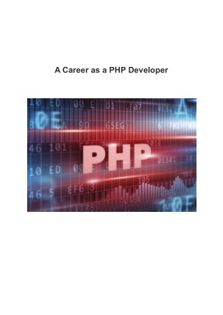 A Career as a PHP Developer