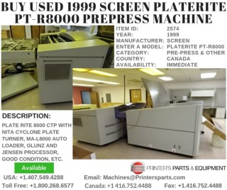 Buy Used 1999 Screen PlateRite PT-R8000 PrePress Printing Machine