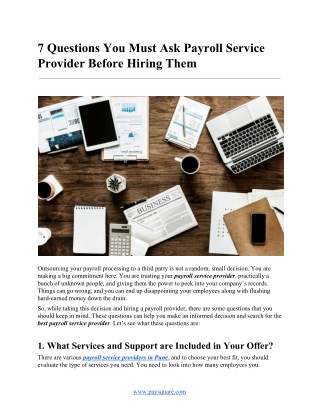 7 Questions You Must Ask Payroll Service Provider Before Hiring Them