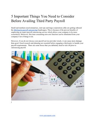 5 Important Things You Need to Consider Before Availing Third Party Payroll