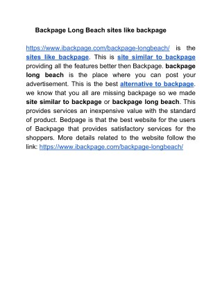 Backpage Long Beach sites like backpage