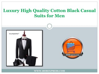 Luxury High Quality Cotton Black Casual Suits for Men