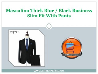 Masculino Thick Blue / Black Business Slim Fit With Pants