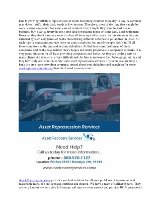 Asset Repossession Services