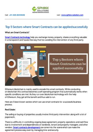 Top 5 Sectors where Smart Contracts can be applied successfully