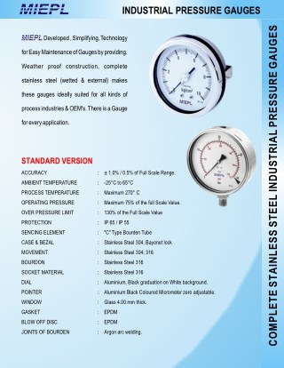 MIEPL Industrical Pressure Gauge | Seeautomation