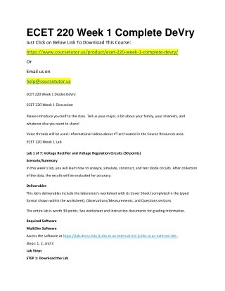 ECET 220 Week 1 Complete DeVry