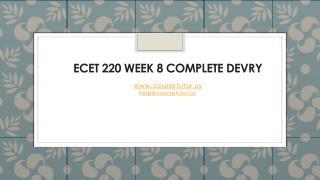 ECET 220 Week 8 Complete DeVry