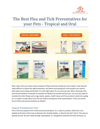 The best flea tick tropical and oral preventatives for your pets