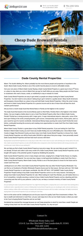 Cheap Dade Broward Rentals_joinbuyerslist