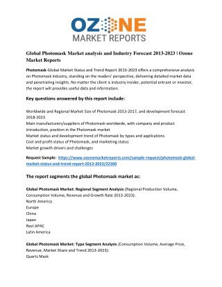 Global Photomask Market analysis and Industry Forecast 2013-2023 | Ozone Market Reports