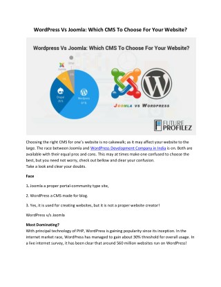 WordPress Vs Joomla: Which CMS To Choose For Your Website?