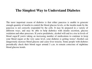 The Simplest Way to Understand Diabetes