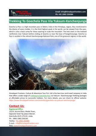 Trekking to Goeche La Pass-Yuksum Dzongari Trek-Himalayan Frontiers