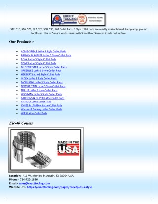 S Style Collet Pad