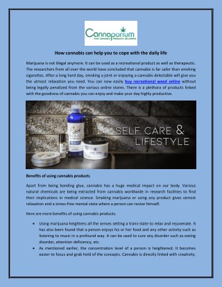 How cannabis can help you to cope with the daily life