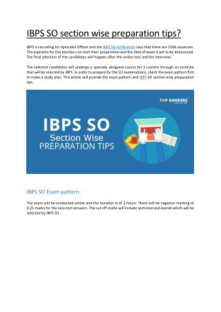 IBPS SO Preparation tips