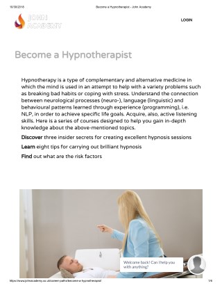 Diploma in Hypnotherapy - John Academy