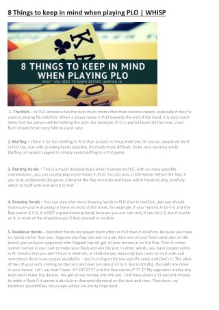 8 Things to keep in mind when playing PLO | WHISP