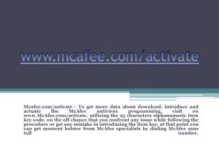 MCAFEE.COM/ACTIVATE- ACTIVATE YOUR MCAFEE ANTIVIRUS PRODUCT ONLINE