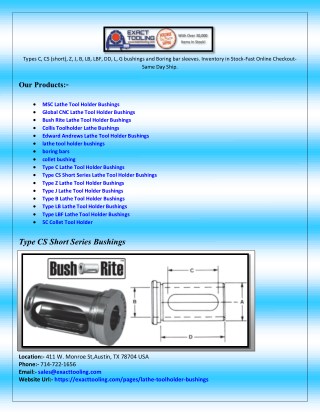 Type L Lathe Tool Holder Bushings