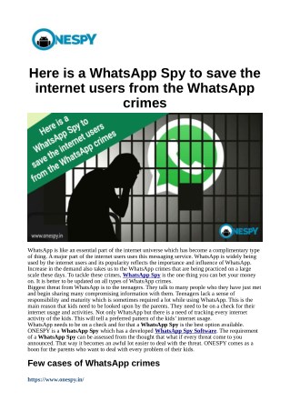 Here is a WhatsApp Spy to save the internet users from the WhatsApp crimes