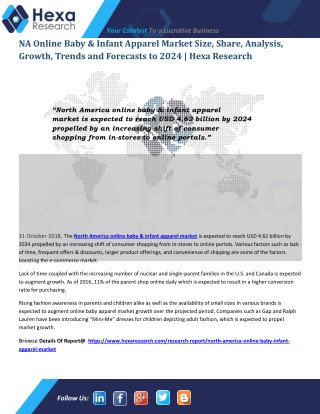 North America Online Baby & Infant Apparel Market Research Report, 2024 | Hexa Research