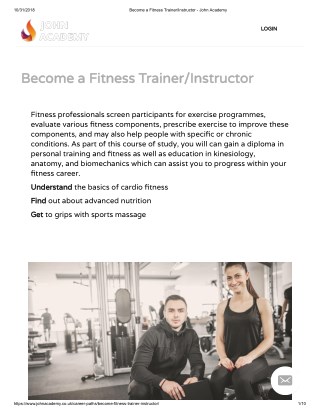 Diploma in Personal Training & Fitness - John Academy