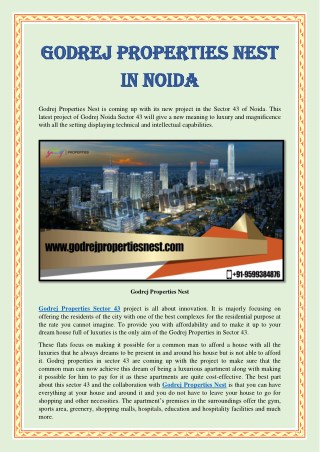 Godrej Properties Nest In Noida