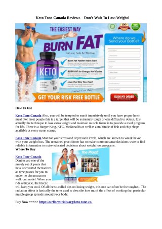 Keto Tone Canada Reviews: Price, Side Effects, Scam & Where to Buy