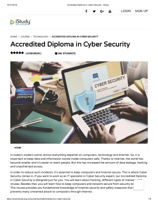 Accredited Diploma in Cyber Security - istudy