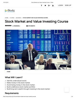 Stock Market and Value Investing Course - istudy