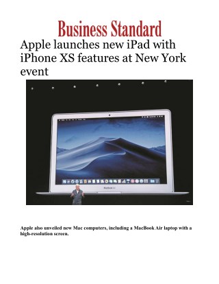 Apple launches new iPad with iPhone XS features at New York event 