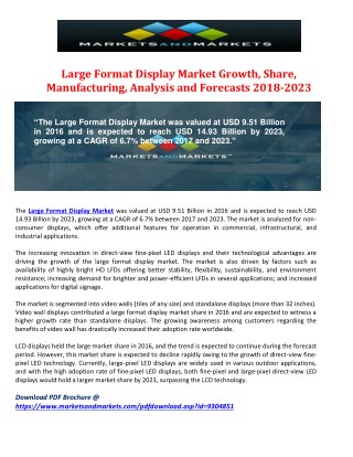 Large Format Display Market Growth, Manufacturing, Analysis and Forecasts 2018-2023