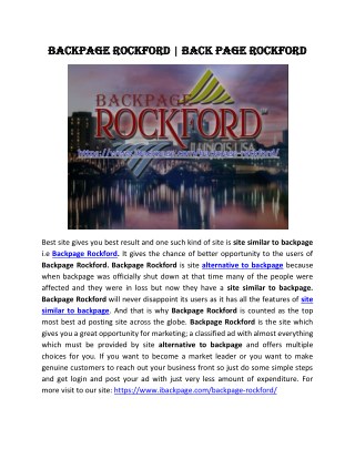 Backpage Rockford | Site Similar to Backpage | Alternative to Backpage