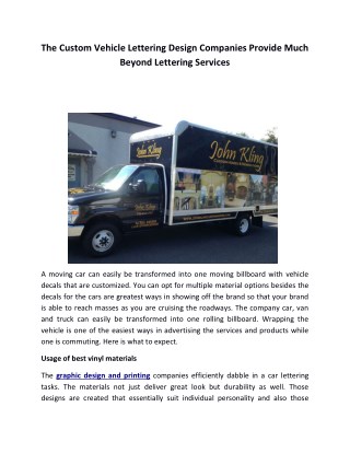 The Custom Vehicle Lettering Design Companies Provide Much Beyond Lettering Services