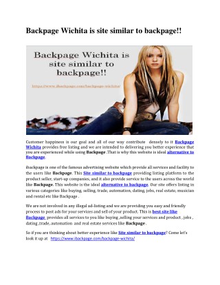 Backpage Wichita is site similar to backpage!!