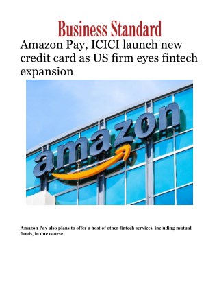 Amazon Pay, ICICI launch new credit card as US firm eyes fintech expansion 