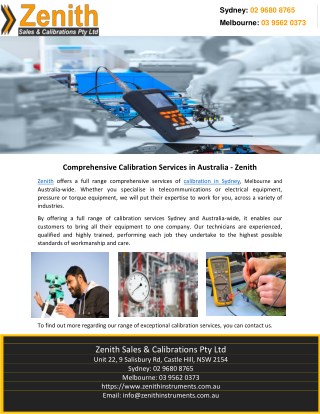 Comprehensive Calibration Services in Australia – Zenith