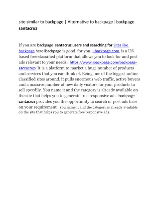 site similar to backpage | Alternative to backpage |backpage santacruz