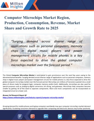 Computer Microchips Market Share by Manufacturers, Trends and Distributor Analysis to 2025 Forecast