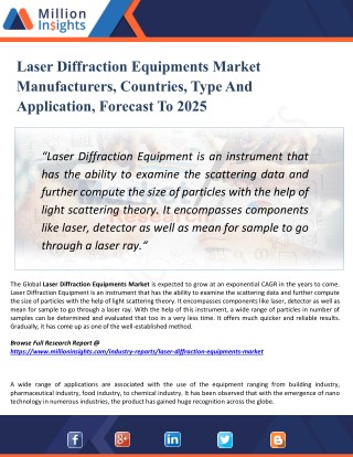Laser Diffraction Equipments Market Application, type, Industries and Region Analysis to 2025