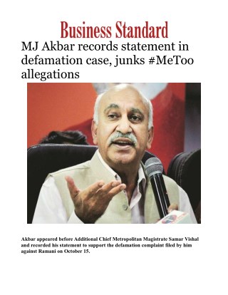 MJ Akbar records statement in defamation case, junks #MeToo allegations