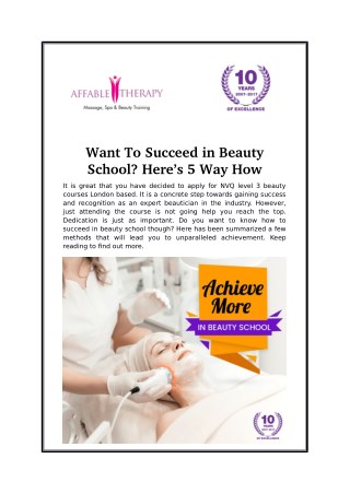 Want To Succeed in Beauty School? Here’s 5 Way How