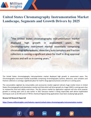 United States Chromatography Instrumentation Market Landscape, Segments and Growth Drivers by 2025