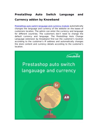 Prestashop Auto Switch Language and Currency addon