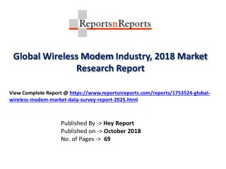 Global Wireless Modem Market 2018 Recent Development and Future Forecast